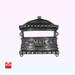 Image of a cast brass front mail plate that requires an aluminium letterbox behind