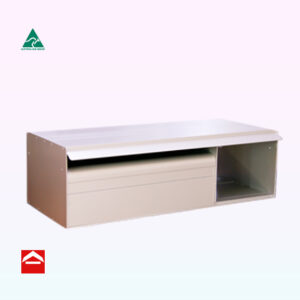 Front view of Arlo rear open letterbox for block work with paper holder.580mm wide x 200mm high x 200mm deep