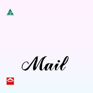 Black mail sticker in cursive font