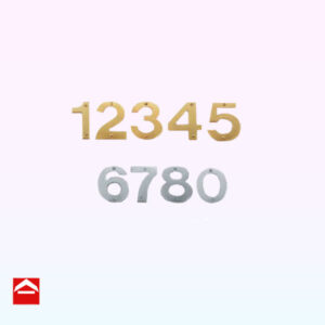 Wide font numbers in polished brass and chrome