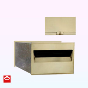 Polished brass front plate with inset photo of hasp lock for rear plate
