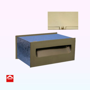 Polished brass front plate with inset photo of hasp lock for rear plate