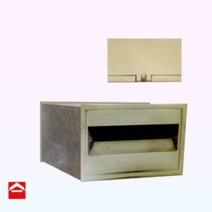 Polished brass front plate with inset photo of hasp lock for rear plate