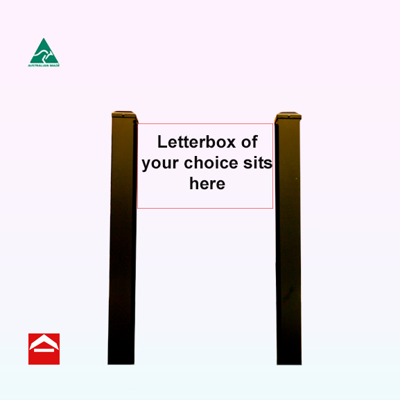 Duo Posts - Two 65x65x1500 square aluminium posts with end caps for mounting a straight sided letterbox