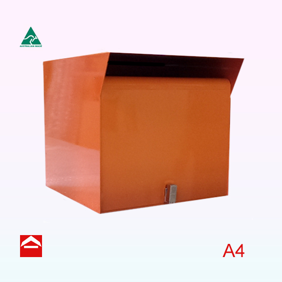 Front view of Fiona front opening small parcel box. 350w x 395d x 350h