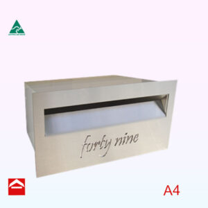 Image of stainless steel front plate laser cut with aluminium box behind