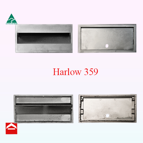 Rectangular Brick-in Plates 370Wx190H. Photograph showing front and back sides of the brick-in plates.