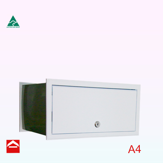 Rectangular Brick-in Plate 370Wx190H. Powder coated back plate fixed to sleeve.