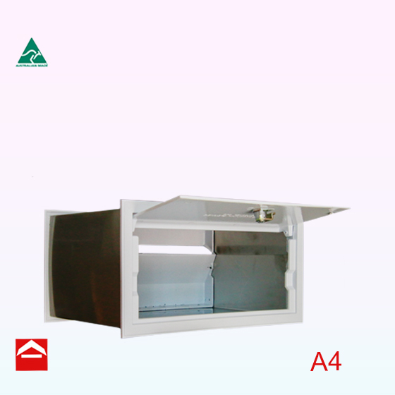Rectangular Brick-in Plate 370Wx190H. Powder coated back plate fixed to sleeve.
