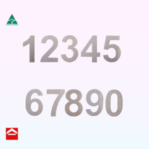 Brushed Stainless Steel numbers in various sizes