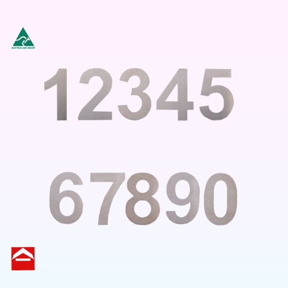 Brushed Stainless Steel numbers in various sizes