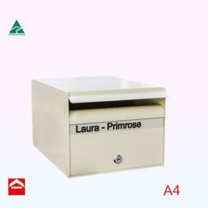 Rectangular rear open aluminium letterbox. 250Wx200Hx350D