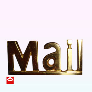 2 inch wide Brass Mail badge with pins on the back
