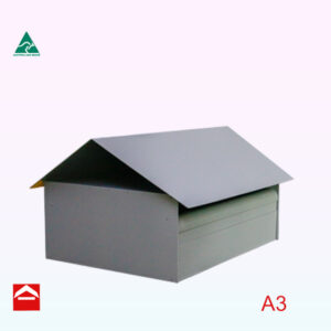 Angled front view of the Queenslander Rear Opening rectangular Letterbox 450mm wide x 350mm deep x 175mm high