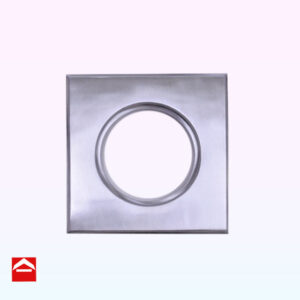 Satin Chrome newspaper holder in 160x160 square format with a round entry hole