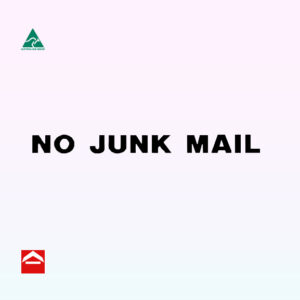 No Junk mail sticker 115mm wide x 9mm high. Comes in Black and gold