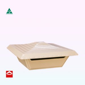 Square Noble top opening letterbox with tiered roof.
