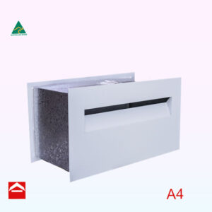 Aluminium powder coated front and back letterbox. Showing front plate with a slot