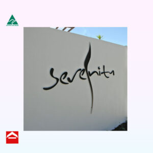 Image of powder coated aluminium letters attached to wall with pins