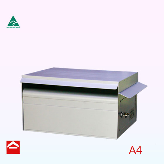 Front view of Simone right side opening letterbox. 350mm wide x 175mm high x 300mm deep