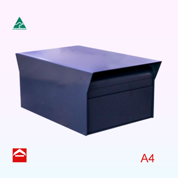 Front view of Thea rear opening rectangular letterbox. 250mm wide x 390mmd deep x 170mmhigh