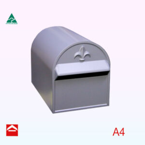 Front of Treasure rear open letterbox with a half barrel roof. 240w x 350d