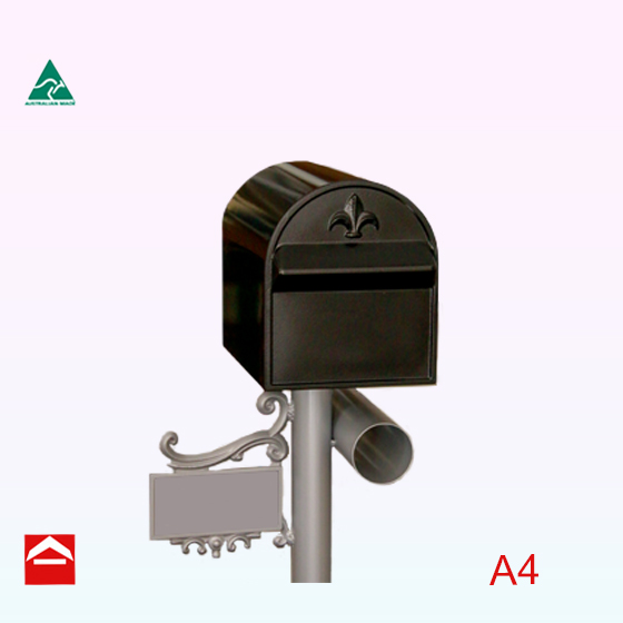 Treasure rear open A4 letterbox on a Royale Post.