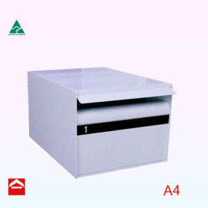 Front view of Yvette Rear open letterbox 250mm wide x 200mm high x 350mm deep.