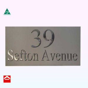 image of stainless steel sign with mirror backing plate